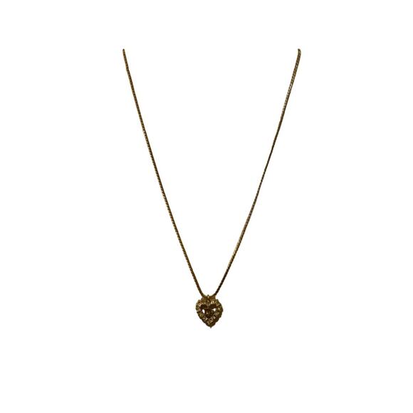 Christian Dior Heart Rhinestone Necklace Gold Plated*Beautiful w/Velvet Gift Box - Picture 4 of 10